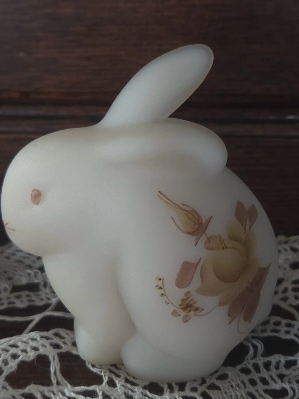 Custard glass hand painted bunny